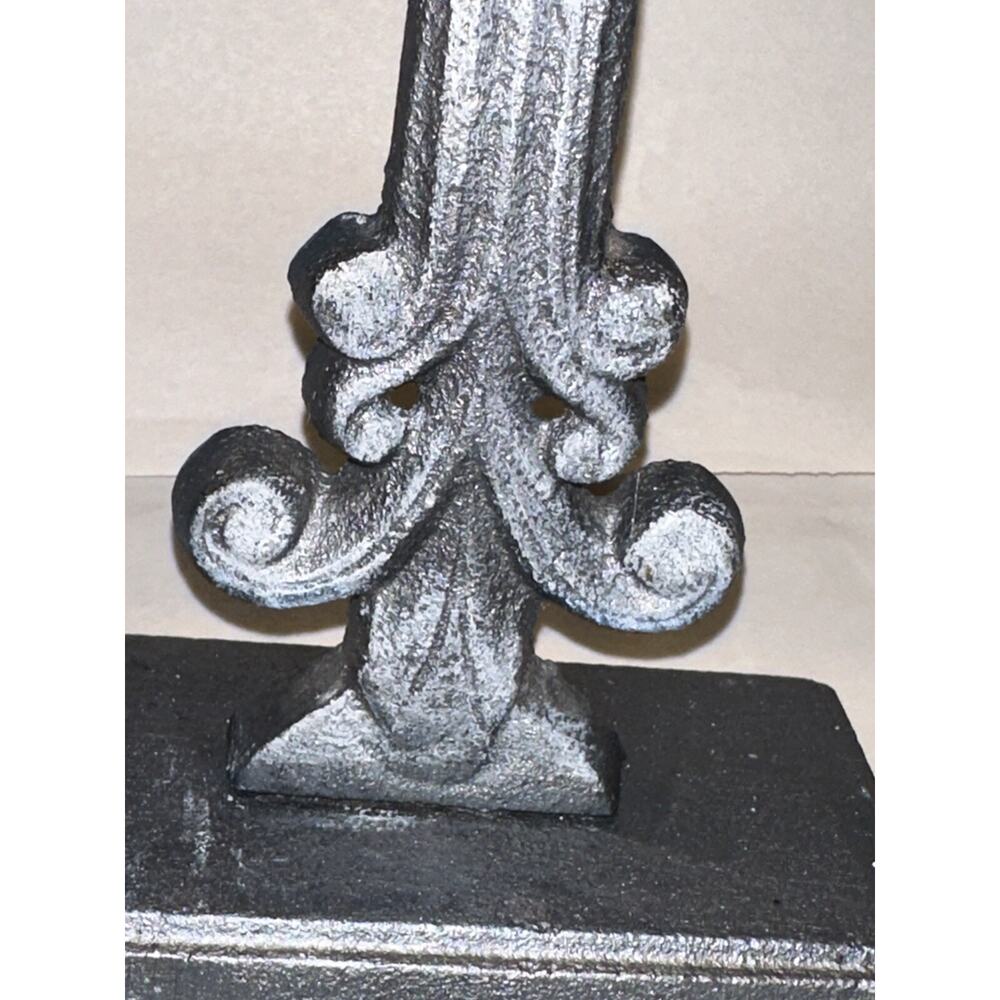 Cast Iron Hand Painted Gothic Cross Fireplace Mantle Christmas Stocking Hanger - Picture 5 of 10